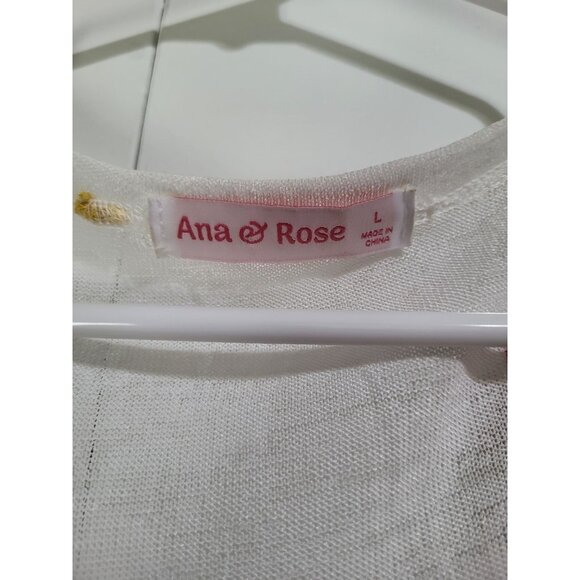 Ana & Rose LG Sheer Floral Embroidered Cardigan White Cottagecore Boho Feminine - Picture 4 of 10